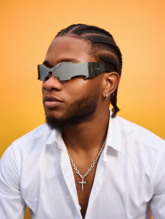 Lanvaro Eclipse Predator – Premium Chrome Batwing Rimless Sunglasses