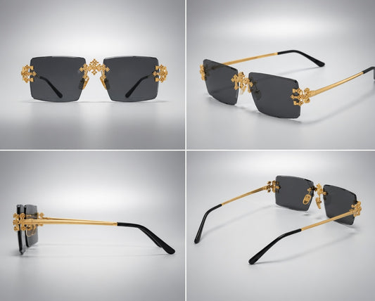 Croce Ash Elite Luxury Rimless Sunglasses - Premium Gold Designer Eyewear