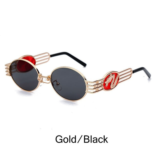 LECHE DRAGO Metal Frame Chinese Dragon Sunglasses
