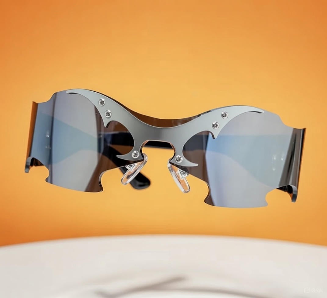 Lanvaro Eclipse Predator – Premium Chrome Batwing Rimless Sunglasses