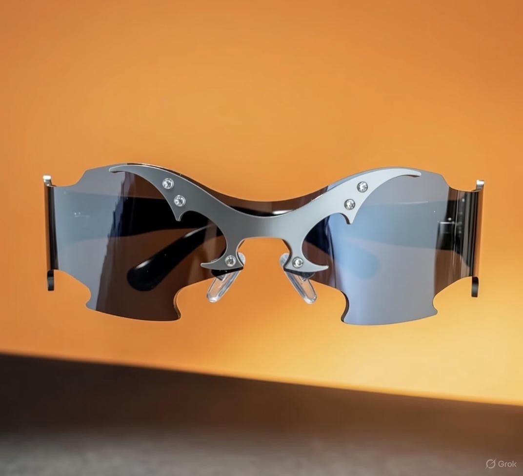 Lanvaro Eclipse Predator – Premium Chrome Batwing Rimless Sunglasses