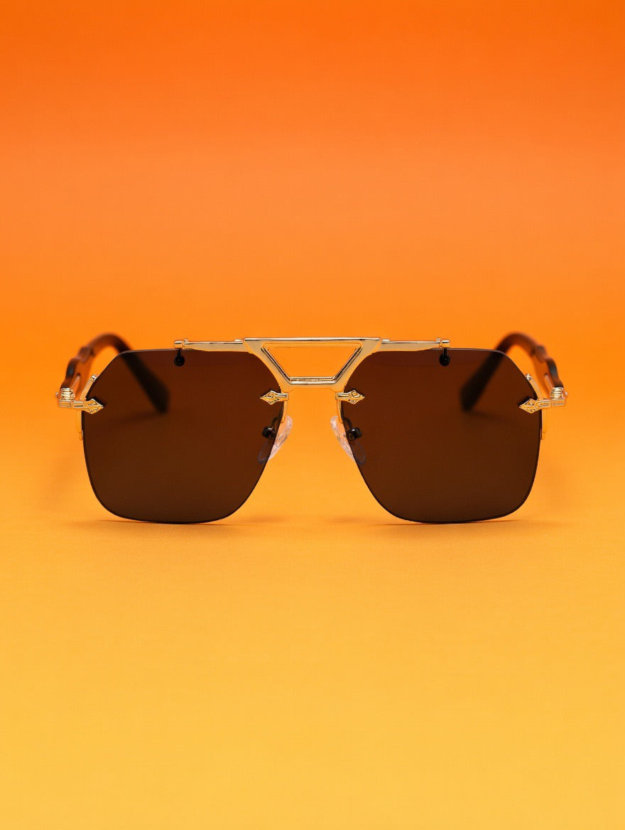 EXCLUSIVO ARGA – Luxury Gold Shield Sunglasses