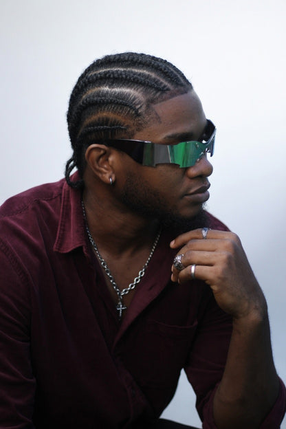Lanvaro Eclipse Predator – Premium Chrome Batwing Rimless Sunglasses