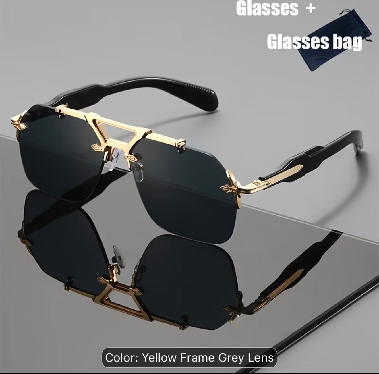 EXCLUSIVO ARGA – Luxury Gold Shield Sunglasses