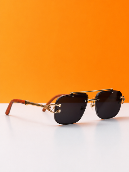 Regal Panther - premium Rimless Gold panther Sunglasses