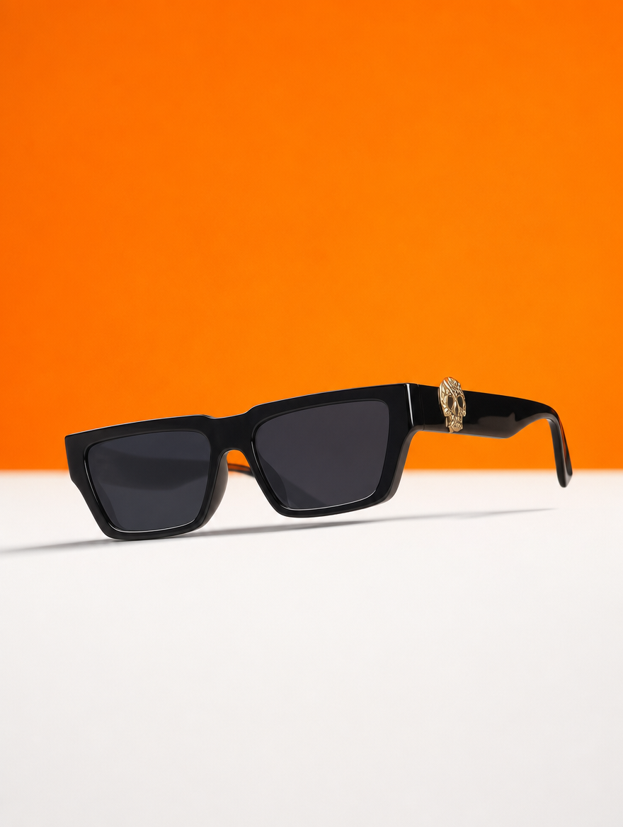Nocturne Prestige – Matte Black Square Skull Edition Sunglasses