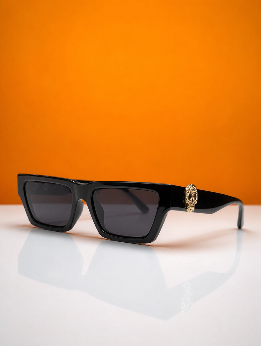 Nocturne Prestige – Matte Black Square Skull Edition Sunglasses
