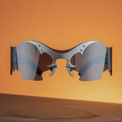 Lanvaro Eclipse Predator – Premium Chrome Batwing Rimless Sunglasses