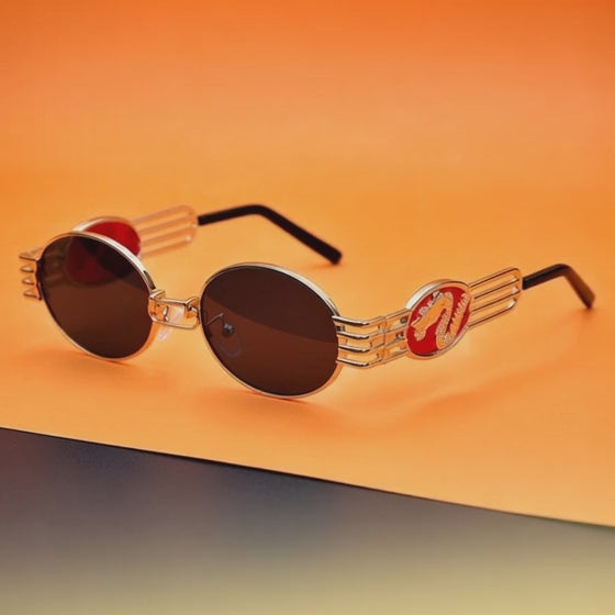 LECHE DRAGO Metal Frame Chinese Dragon Sunglasses