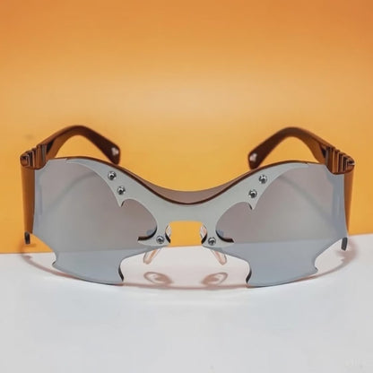 Lanvaro Eclipse Predator – Premium Chrome Batwing Rimless Sunglasses